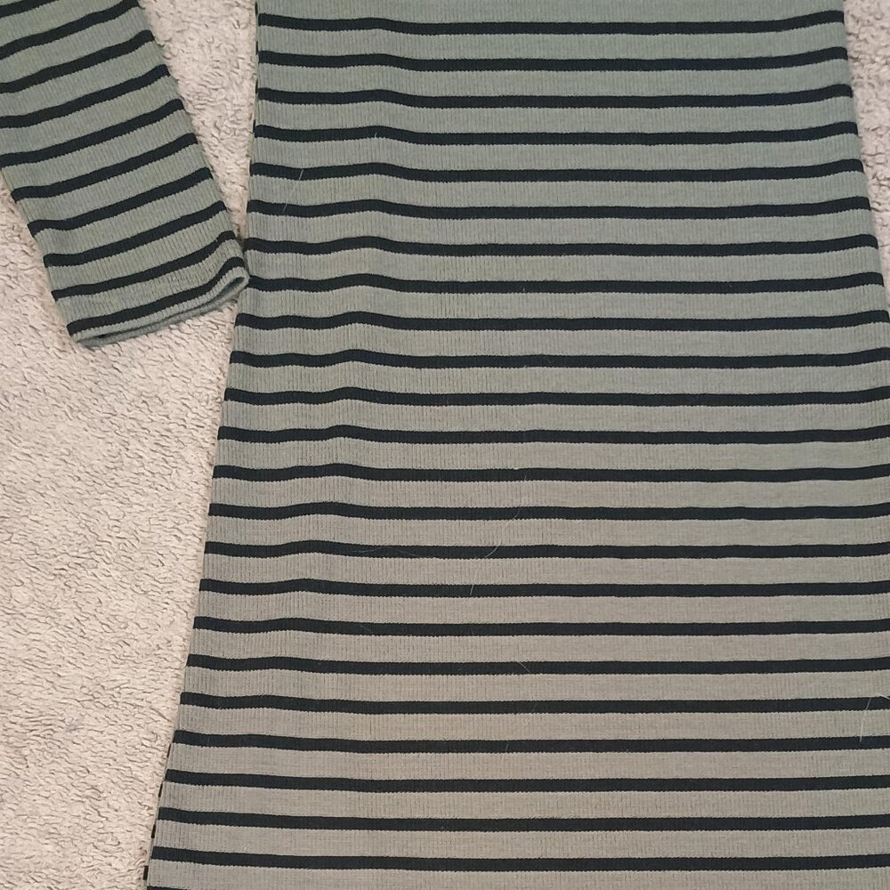 Poof! Apparel Dress Womens Small Olive Black Stripe Bodycon Surplice Crisscross - Picture 4 of 8